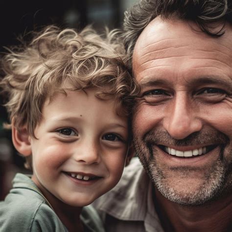 Feliz Padre De Familia Amoroso Y Su Hijo Jugando Y Abraz Ndose Al Aire