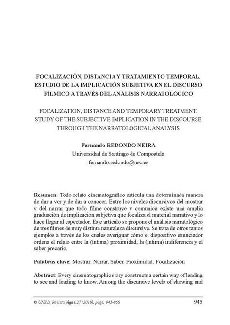 Focalización distancia y tratamiento temporal Estudio de la