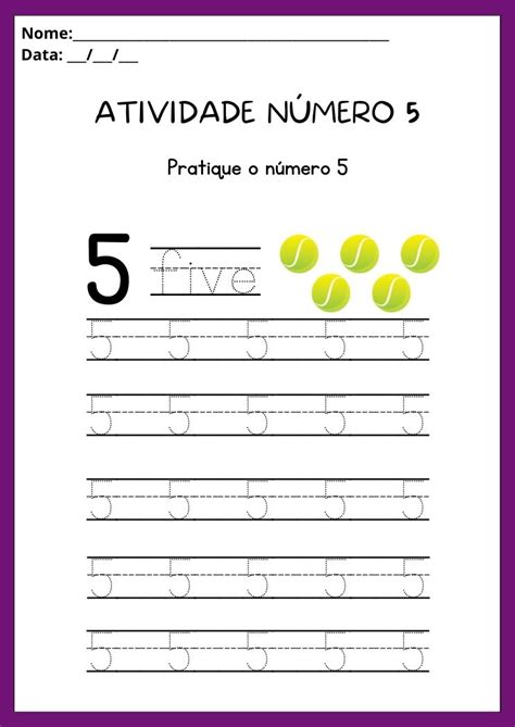 Como Escrever O Número 5 - Atividades Número 5