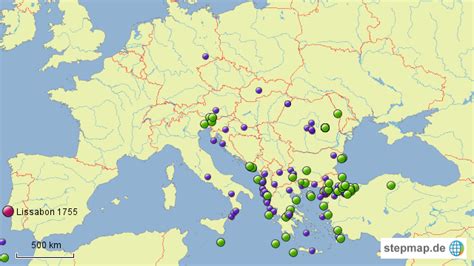 StepMap Historische Erdbeben in Süd Ost Europa2 Landkarte für