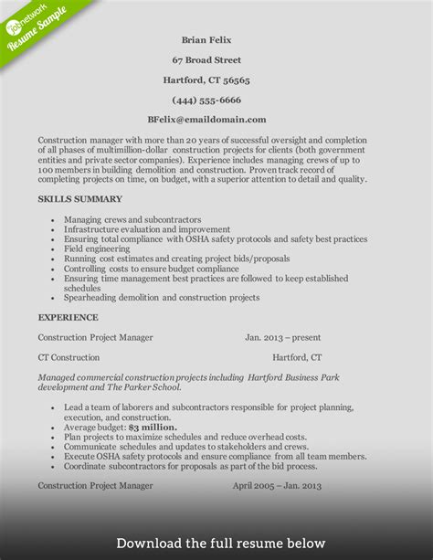 How To Write A Perfect Construction Resume Examples Included