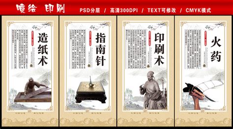 中国古代四大发明图片 中国古代四大发明设计素材 红动中国