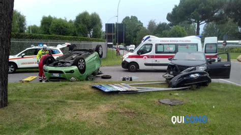 Incidente A Grandate Giugno Auto Ribaltata Sulla Statale Dei