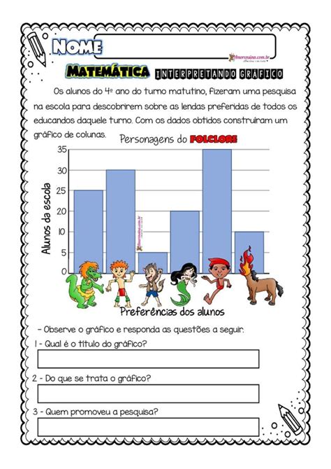 Atividade De Interpretação De Gráfico 5º Ano