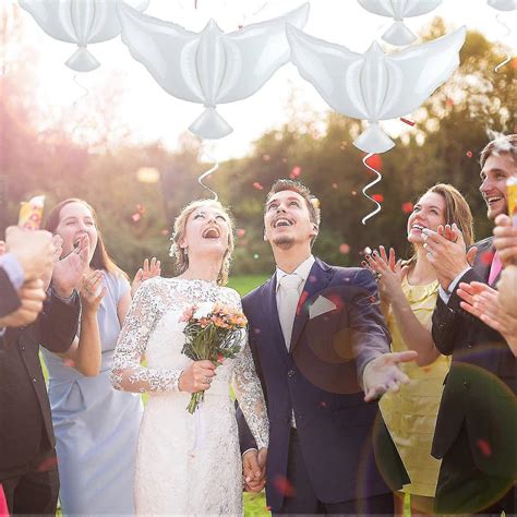 10/20 Pack White Peace Dove Balloon Flying Pigeon For Weddings