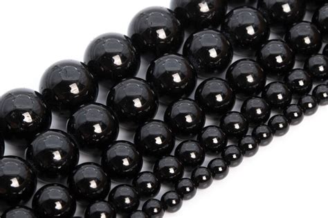 Black Tourmaline Beads Brazil Grade Aaa Genuine Natural Etsy