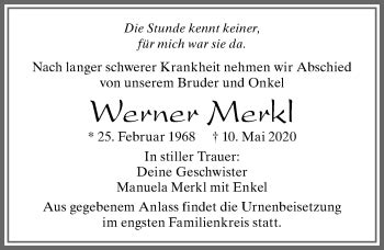 Traueranzeigen Von Werner Merkl Allg Uer Zeitung