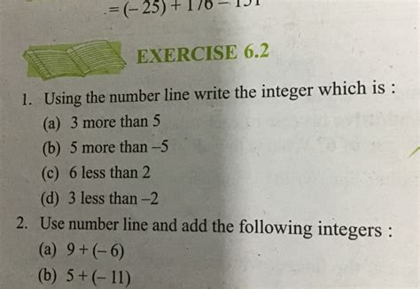 Exercise 6 2n1 Using The Number Line Write The Integer Which Is N A