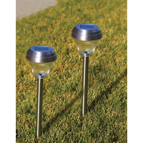 Solar Brushed Nickel Led Path Lights 2 Piece