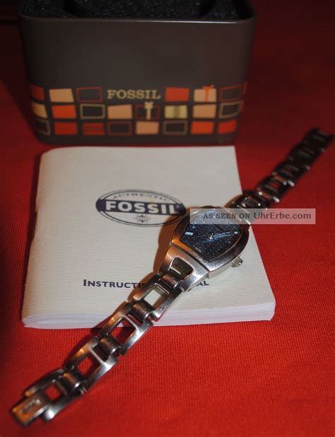 Fossil Damen Uhr Es Armbanduhr Mit Datum Zifferblatt Blau