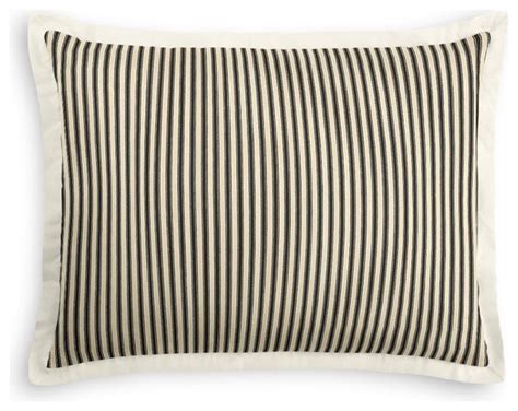 Black Ticking Stripe Sham With Flange Transitional Pillowcases And