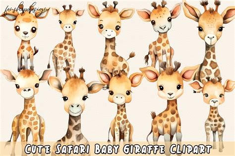 Cute Safari Baby Giraffe Clipart Graphic By FonShopDesign Creative