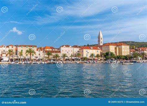 Aerial View of Cityscape Supetar Surrounded by Buildings and Water ...