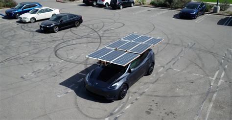 Tesla Owner Creates Rooftop Solar Array for Model Y