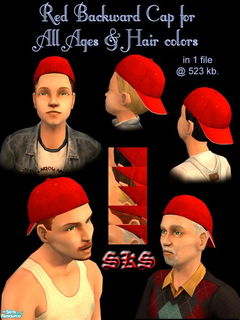 The Sims Resource Backward Ball Cap Red