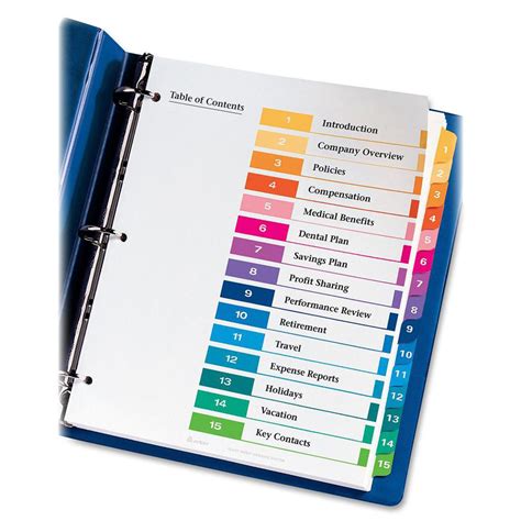 Avery® Avery Ready Index 15 Tab Dividers Customizable Toc 1 Set