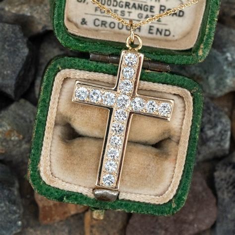 Diamond Cross Pendant Necklace 8k And 14k Yellow Gold