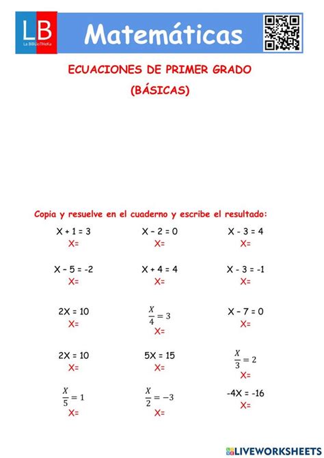 Fichas Para Imprimir Para Primero De Secundaria Ecuaciones De Primer