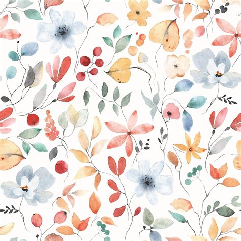 Veelike Papier Peint Aquarelle Motif Floral Sauvage Papier Peint