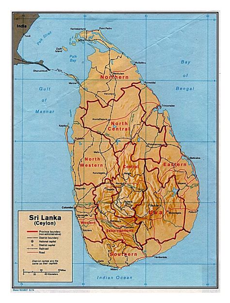 Political Map Of Sri Lanka Illustrates The Surrounding Countries With