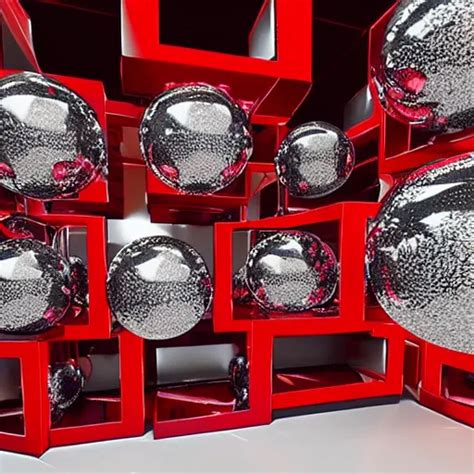 Chrome Spheres On A Red Cube By Thomas De Keyser Stable Diffusion