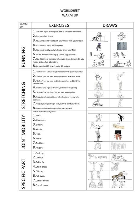 Warm up worksheet