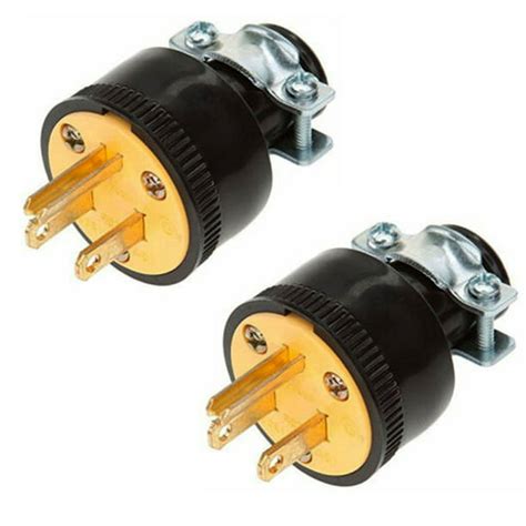 2 Pc 3 Prong Replacement Male Electrical Plug Heavy Duty Extension Cord Grounded