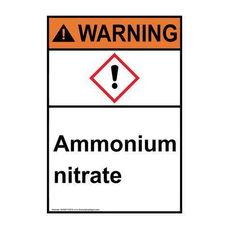 Vertical Hazmat Sign Or Label Ammonium Nitrate ANSI GHS