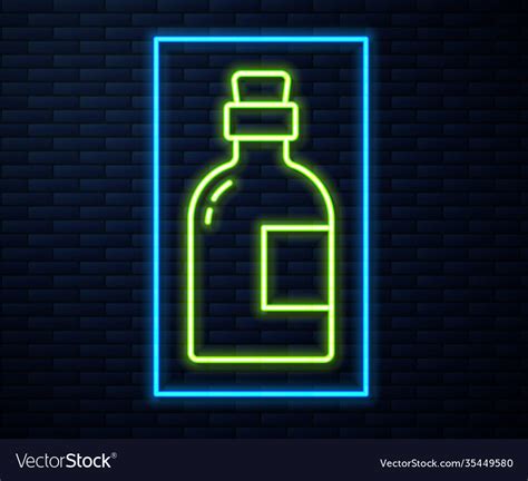 Glowing Neon Line Alcohol Drink Rum Bottle Icon Vector Image