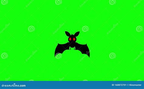 Flying Bat With Red Eyes On A Computer Graphic Animation Green Screen