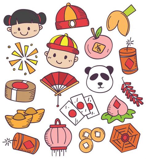 Premium Vector Clipart Clipart Du Nouvel An Chinois Kawaii Etsy France