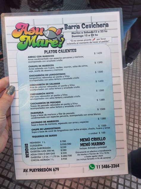 Carta De Asu Mare Barra Cevichera Buenos Aires