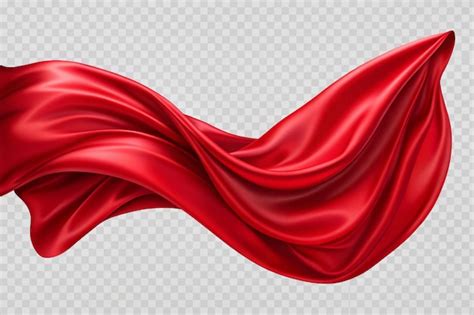 Flying Red Silk Fabric Waving Satin Cloth Isolated On Transparent PNG