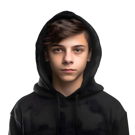 psd portrait   young man   black hoodie isolated  white