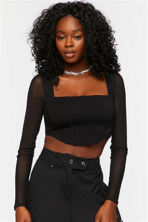 Bustier Long Sleeve Crop Top