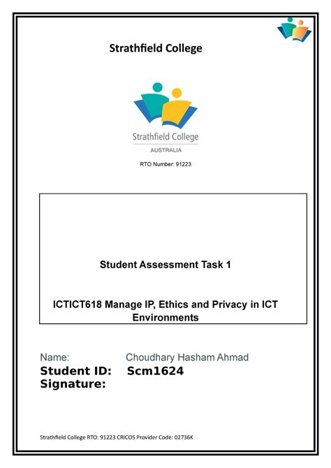 Assessment 1 Final Sss Strathfield College RTO Number 91223