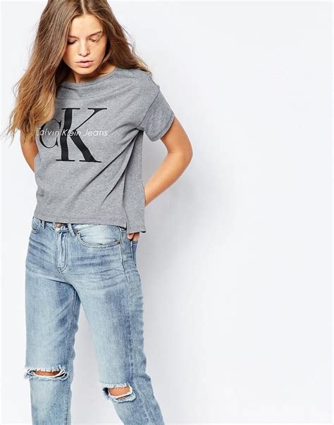 Calvin Klein Calvin Klein Jeans Cropped Boxy T Shirt With Logo At