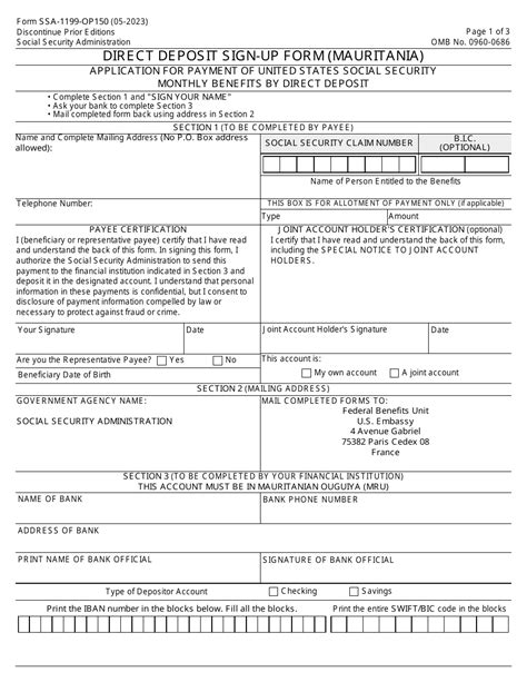 Form Ssa 1199 Op150 Fill Out Sign Online And Download Fillable Pdf