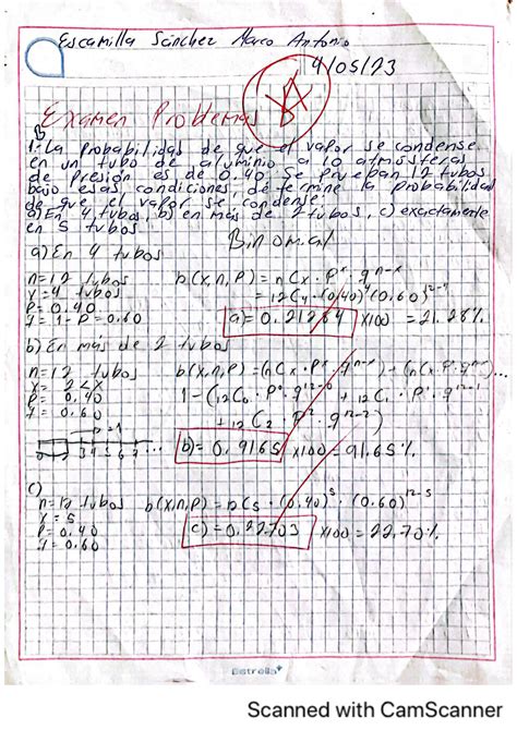 SOLUTION Examen Probabilidad Y Estad Stica I Studypool