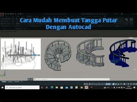 Cara Mudah Membuat Tangga Putar Dengan Autocad YouTube