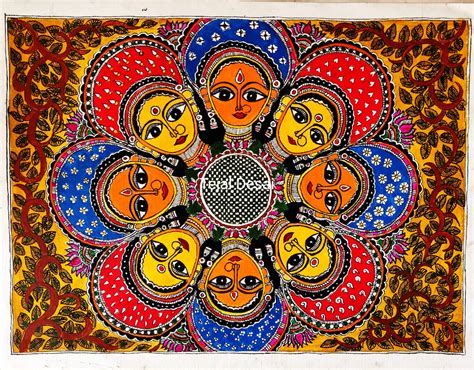 Buddha Madhubani Painting Kachni Style 56 X 38cm International Indian