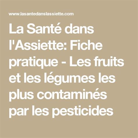 La Santé dans l Assiette Fiche pratique Les fruits et les légumes