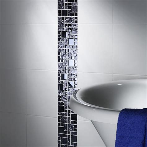 Verona Black Reflective Mix Glass Modular Mosaic G30073 The Cornwall Tile Company