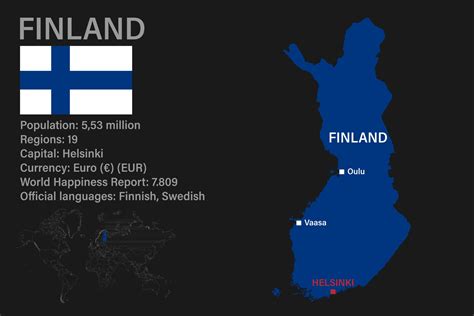 Zeer Gedetailleerde Kaart Van Finland Met Vlag Hoofdstad En Kleine