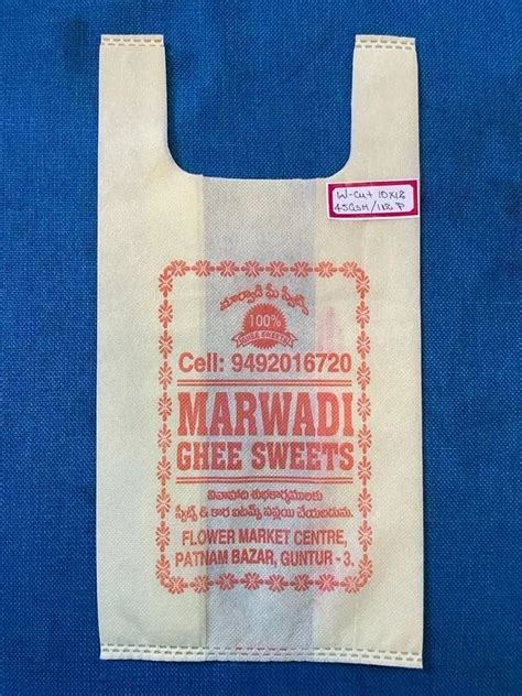 Printed U Cut Non Woven Carry Bag For Grocery Size Dimension 10 X 12