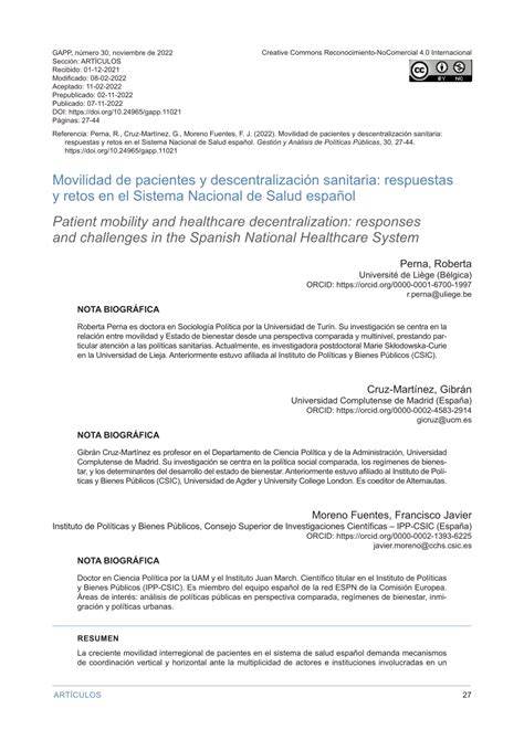 PDF Movilidad de pacientes y descentralización sanitaria respuestas