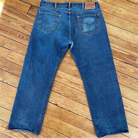 Levis Mens 501 Button Fly Original Fit Straight Leg Jeans 38 Etsy