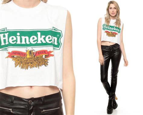 Heineken Shirt Beer Tank Top Cropped Imported Beer White