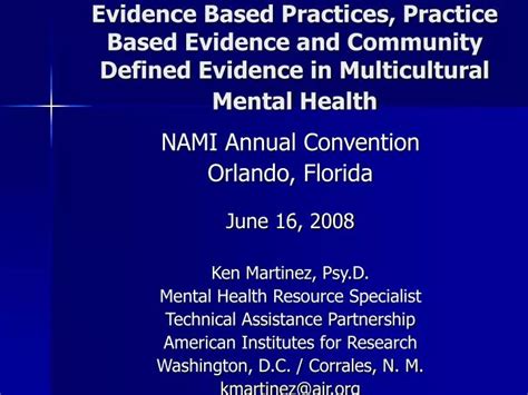 Ppt Evidence Based Practices Practice Based Evidence And Community