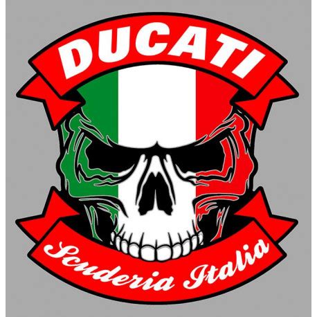 DUCATI Skull Laminated Decal Cafe Racer Bretagne Clicboutic